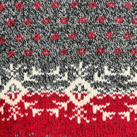 Woolrich Fair Isle Sweater Red Gray Wool Blend Metal Frog Closure Women's Small - Picture 4 of 7